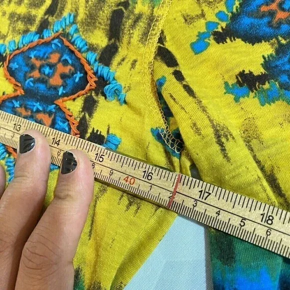 Urban Mangoz Womens Multicolor Stich Embroidered  Blouse Tunic Top Medium Novelt - Picture 5 of 12